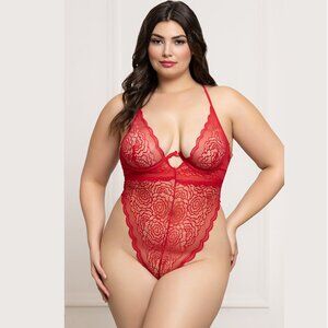 Pluss Size Floral Lace Teddy